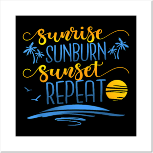 Sunset Repeat Summer Vacation Posters and Art